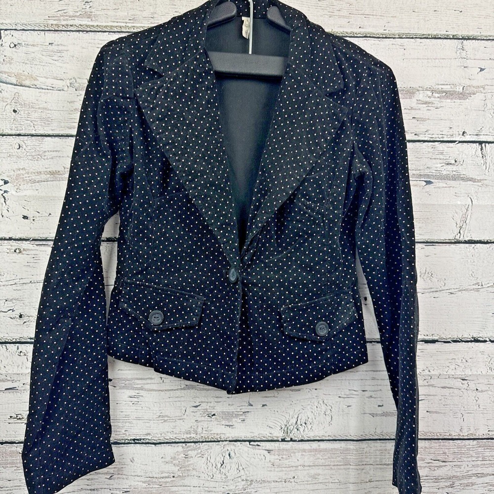 Betty B. Women's Black Pink‎ Dotted Crop Blazer [Size Small] Made In USA VTG